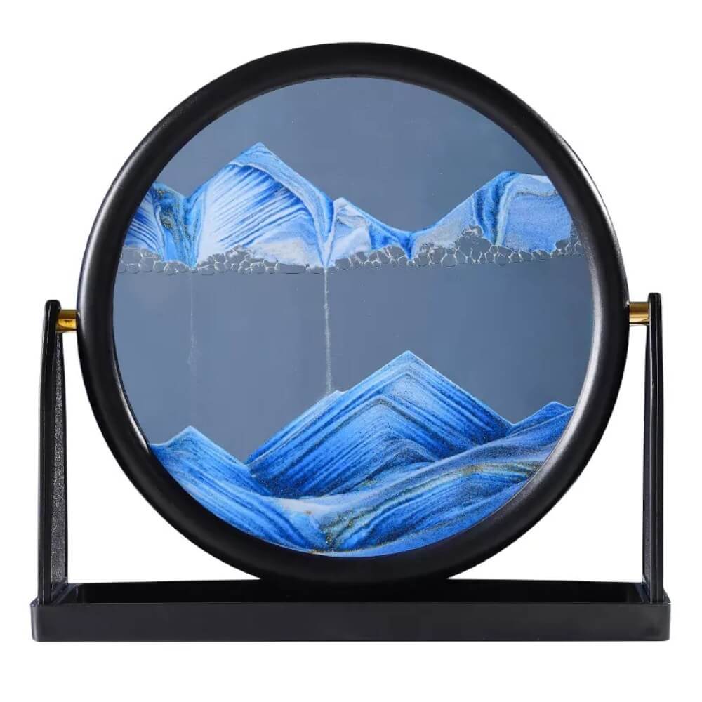 Art De Sable 3D Mobile En Verre Bleu Circulaire 25 Cm X 23 Cm