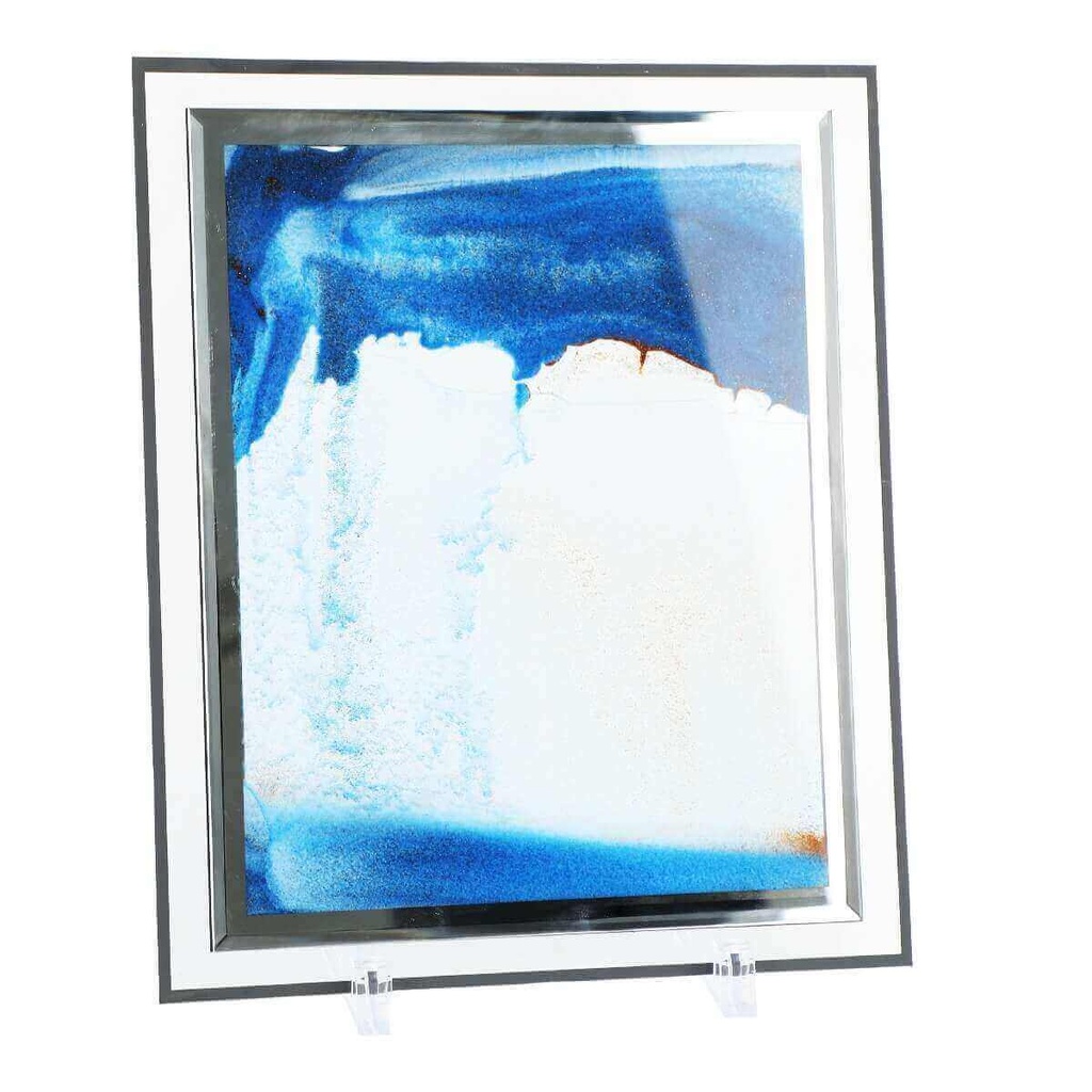 Art De Sable 3D Mobile En Verre Bleu Rectangulaire 30 Cm X 25 Cm