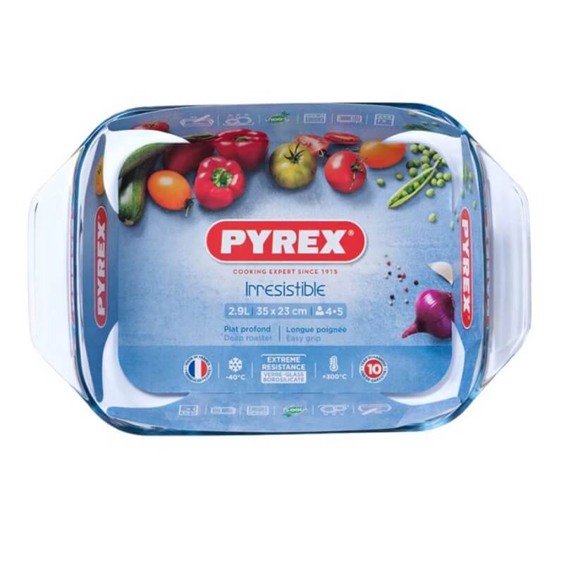 Pyrex Lot de 2 Plats Classiques en Verre pour Cuisson au Four,35x23+31x20