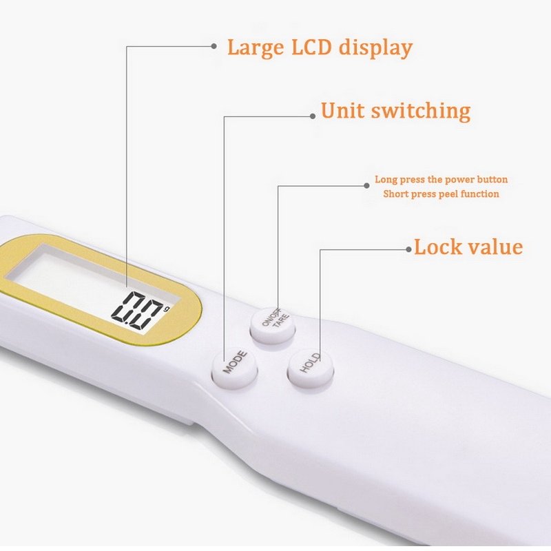 Balance à cuillère numérique de cuisine multifonction avec écran LCD  en Blanc