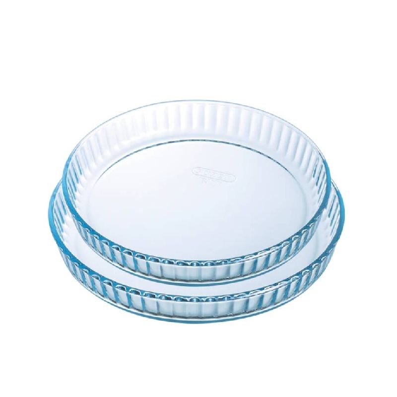 PYREX Lot De 2 Moules À Tarte Rondes En Verre Transparent De Différents Diamètres 31 Cm Et 28 Cm