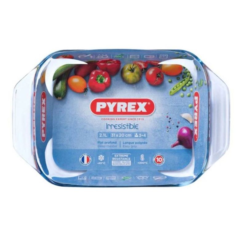 PYREX IRRESISTIBLE Plat à Four Rectangulaire en Verre Transparent 31 x 20 cm