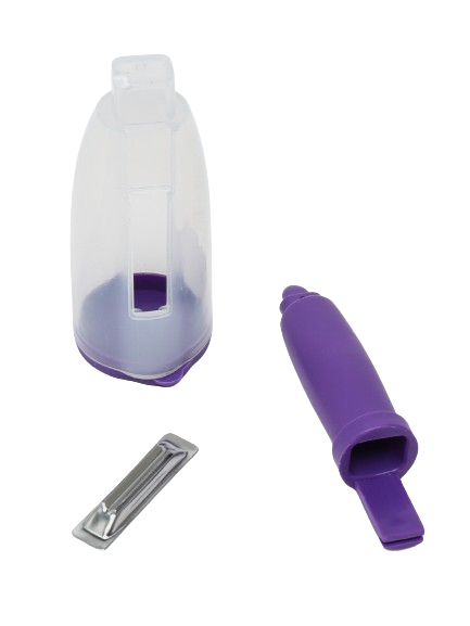 Couteau à éplucher en acier inoxydable, avec boîte de rangement en plastique en Violet