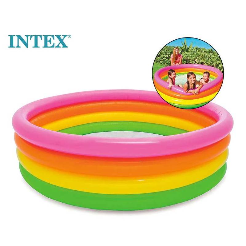 INTEX Piscine gonflable SUNSET GLOW avec 4 anneaux - 168 X 46 cm