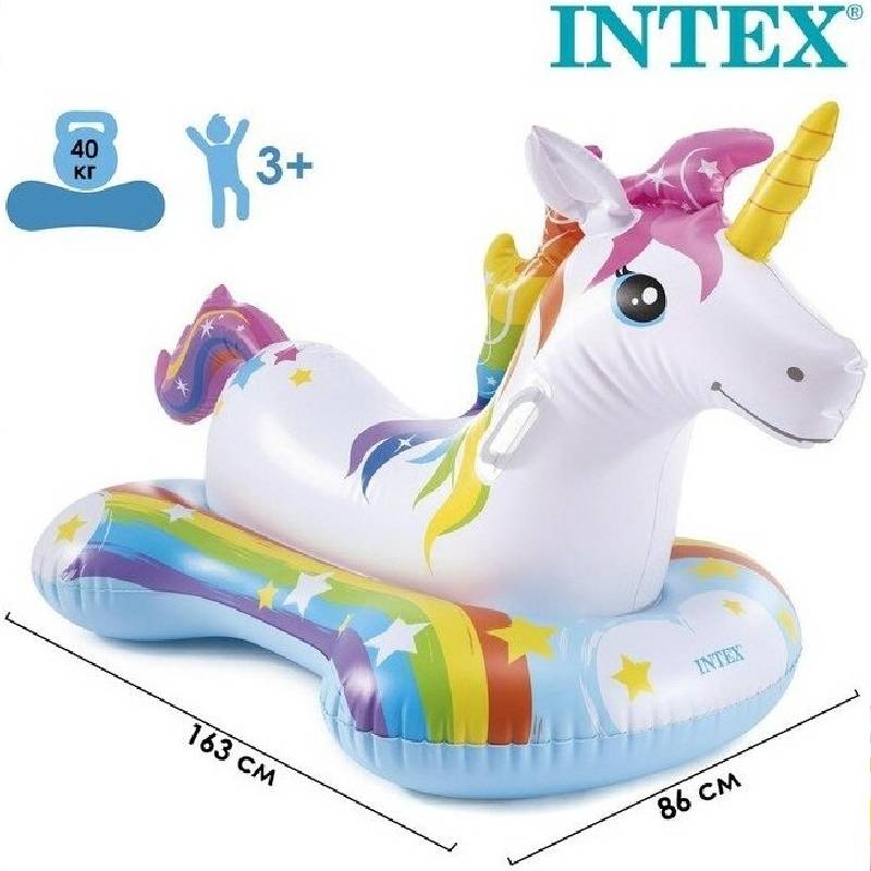 INTEX Bouée Gonflable unicorne A Chevaucher 163 x 86 cm