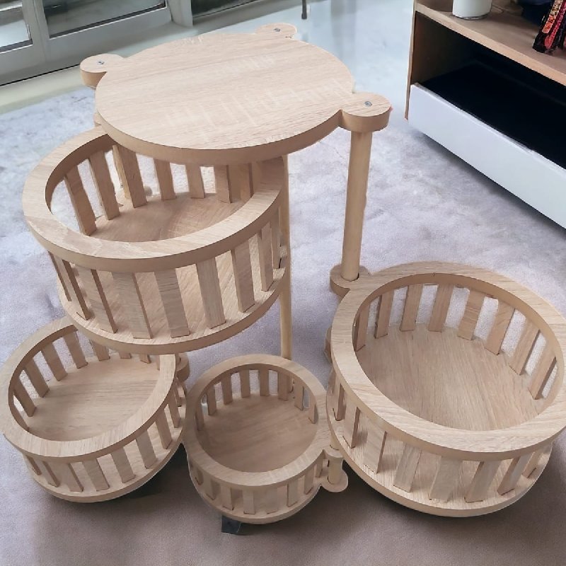 Étagère de rangement en bois forme rond