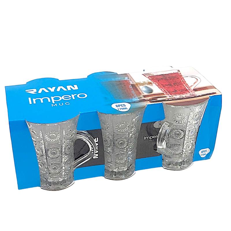 RAYAN GLASS SET DE 6 TASSE De Thé IMPERO 17 cl