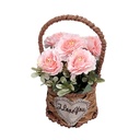 Panier Florale Artificiel avec des Fleurs Rose Saumon