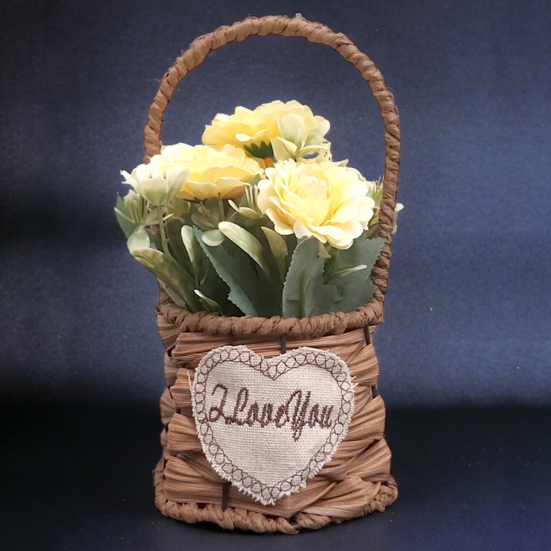 Panier Florale Artificiel avec des Fleurs Jaune