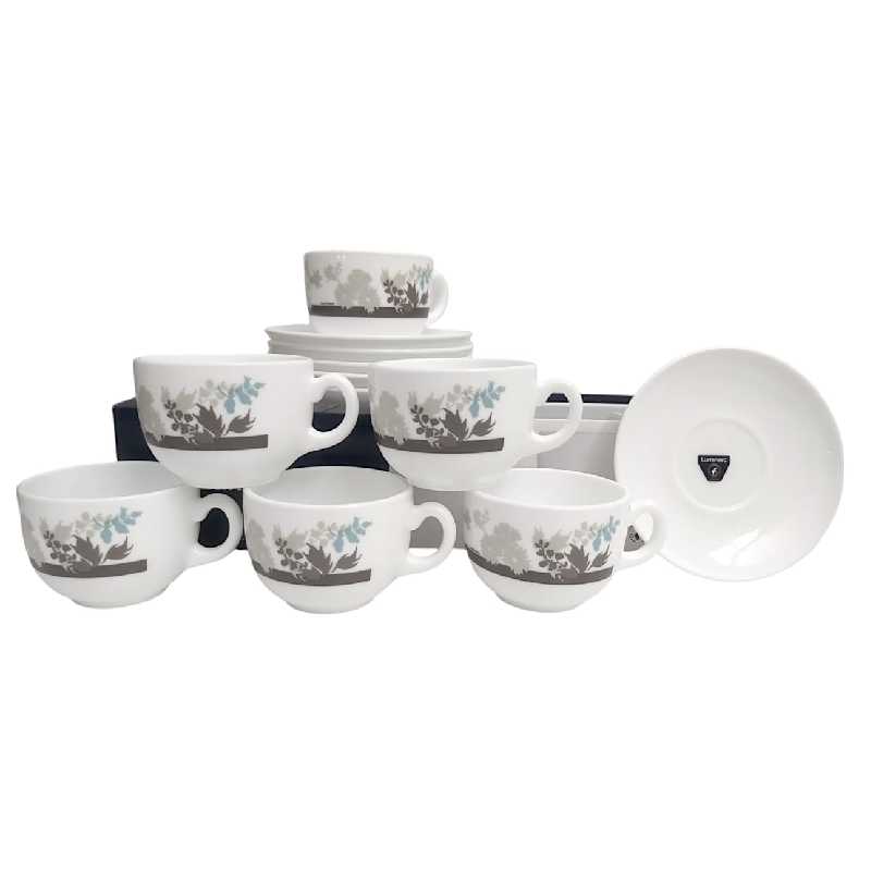 Luminarc Coffret De 6 Verres à Café Tasse et Sous Tasses - Foliage - 22 cl