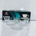 Galaxy Glass Set de Tasse et sous tasse 6 pièces Flower