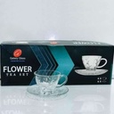 Galaxy Glass Set de Tasse et sous tasse 6 pièces Flower