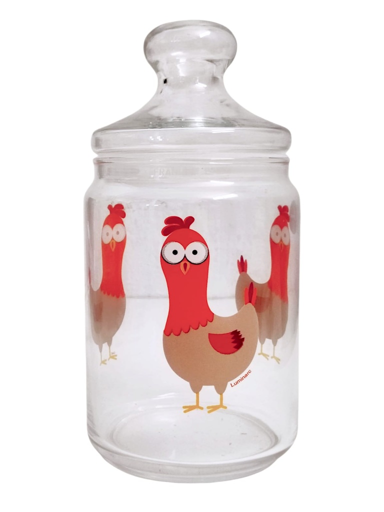 Ensemble de 3 Bocaux Hermétiques en Verre LUMINARC Motif POULE (1000 ml, 750 ml, 500 ml)