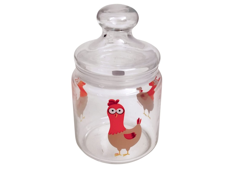 Ensemble de 3 Bocaux Hermétiques en Verre LUMINARC Motif POULE (1000 ml, 750 ml, 500 ml)