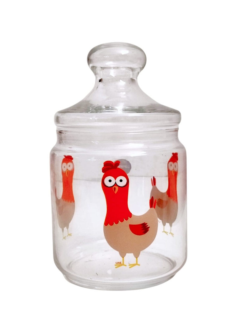 Ensemble de 3 Bocaux Hermétiques en Verre LUMINARC Motif POULE (1000 ml, 750 ml, 500 ml)