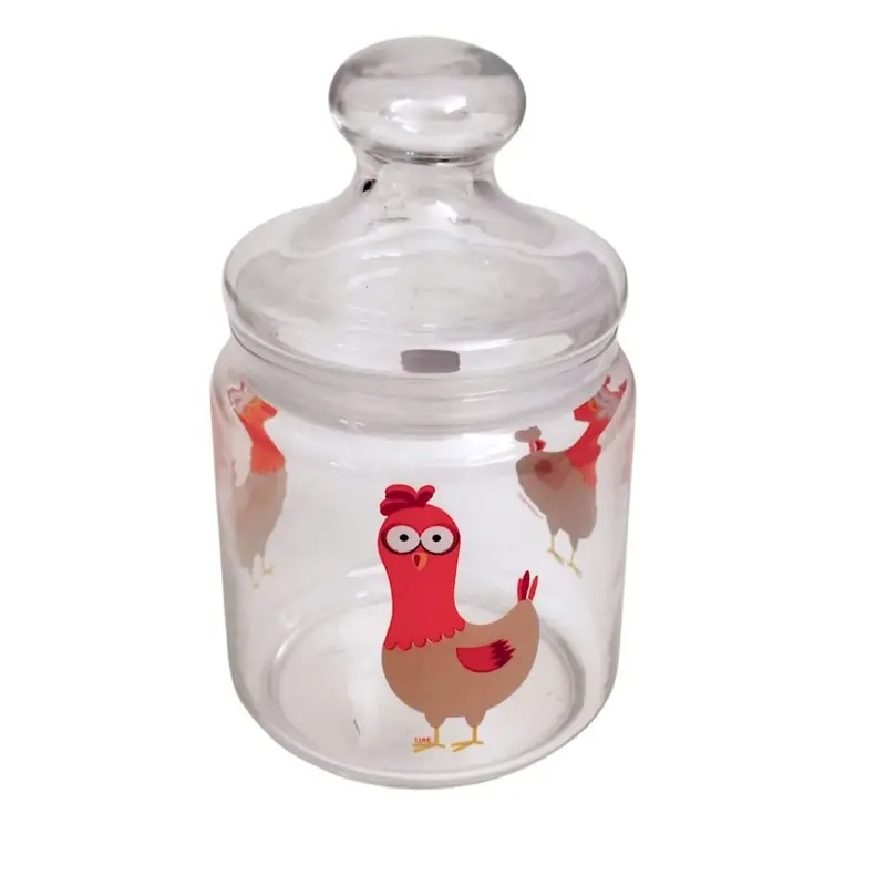 Ensemble de 3 Bocaux Hermétiques en Verre LUMINARC Motif POULE (1000 ml, 750 ml, 500 ml)