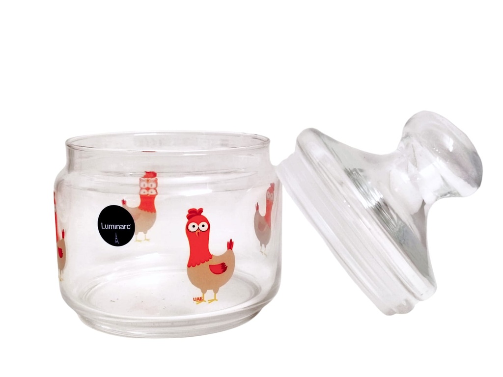 Ensemble de 3 Bocaux Hermétiques en Verre LUMINARC Motif POULE (1000 ml, 750 ml, 500 ml)