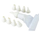 QLÚX IDEAS Poche à douilles réutilisables, stylo de décoration de gâteau, pour décorateurs de crème et de desserts avec 9 becs différents Blanc
