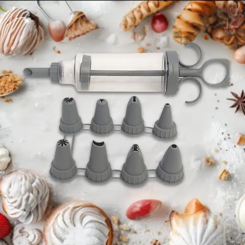 QLÚX IDEAS Seringues et de buses de glaçage, stylo de décoration de gâteau, pour décorateurs de desserts à la crème avec 9 becs différents