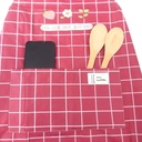 Tablier de cuisine imperméable avec poches pour femme-Rouge