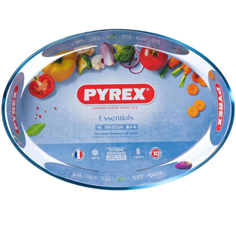 Pyrex Essentials Plat à gratin Ovale 39 X 27 cm 4L