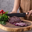 Ensemble de 8 couteaux de cuisine KUNSION en acier inoxydable avec support - Noir