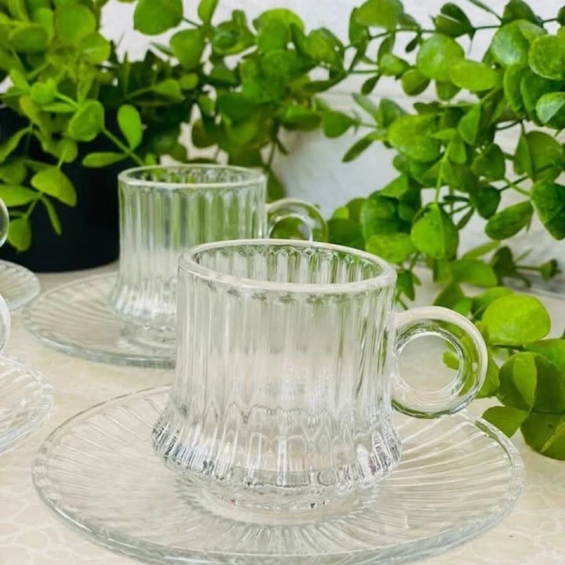 Service à café 12 pcs Azur Glass tasse et sou tasse -220ml -ROBUSTA Lines