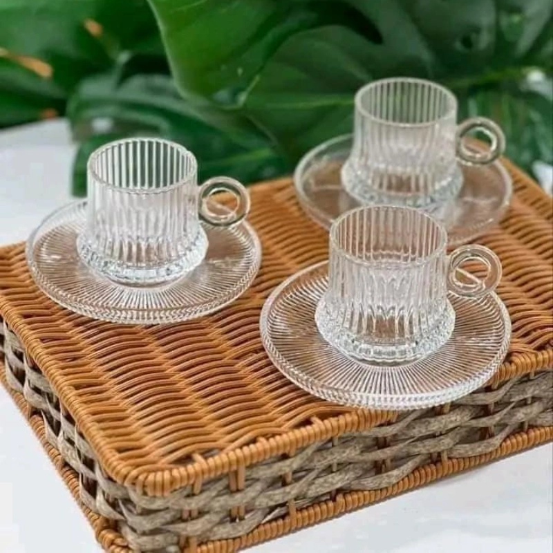 Service à café 12 pcs Azur Glass tasse et sou tasse -220ml -ROBUSTA Lines
