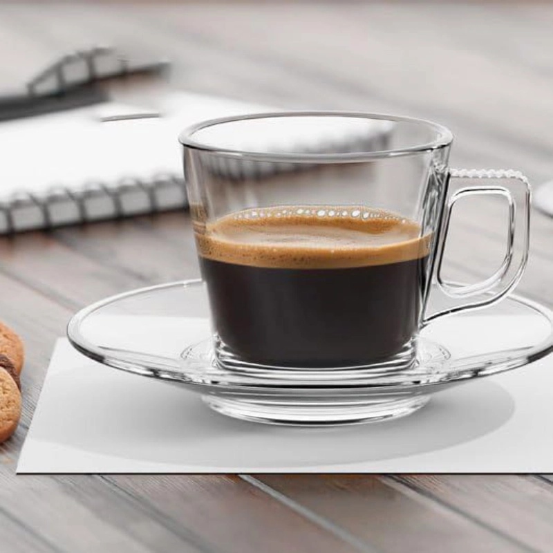 Service à café 12 pcs Azur Glass tasse et sou tasse -80ml - L'instant Express