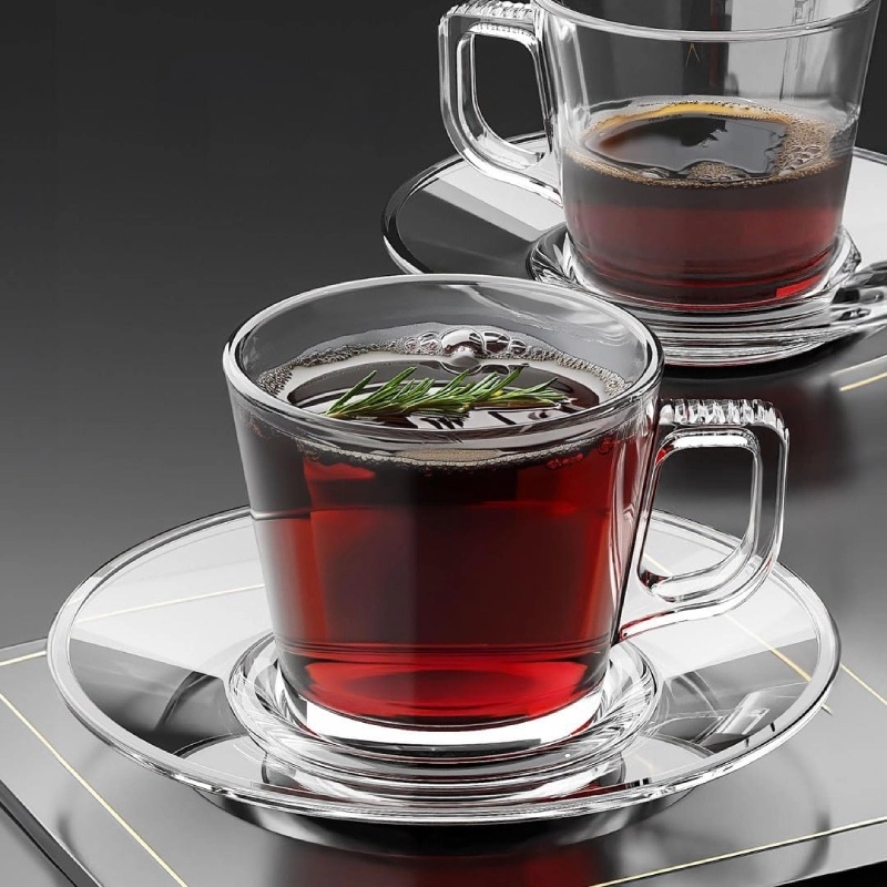 Service à café 12 pcs Azur Glass tasse et sou tasse -80ml - L'instant Express