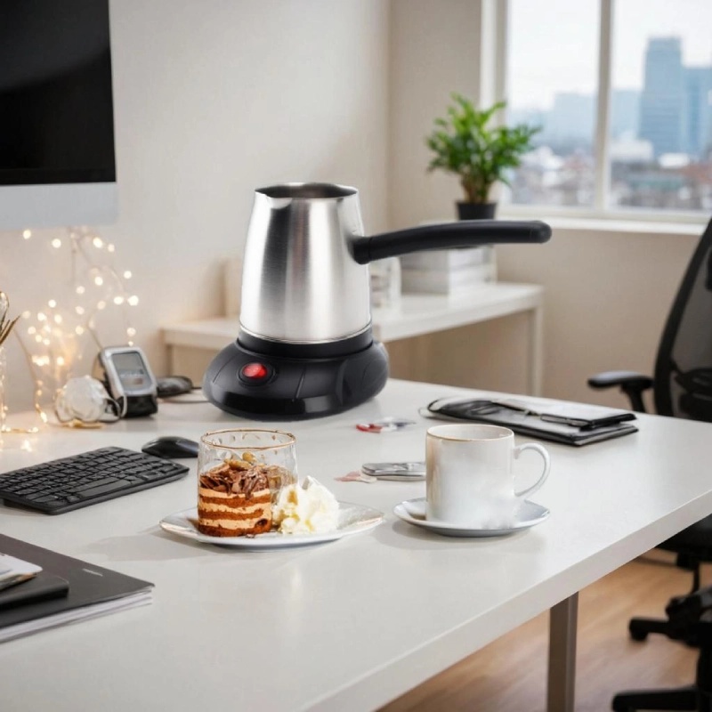 Cafetière électrique Turque en Acier Inoxydable avec Poignée Amovible 500ml -600W