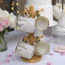 Lot de 6 Mugs avec Support en Bois