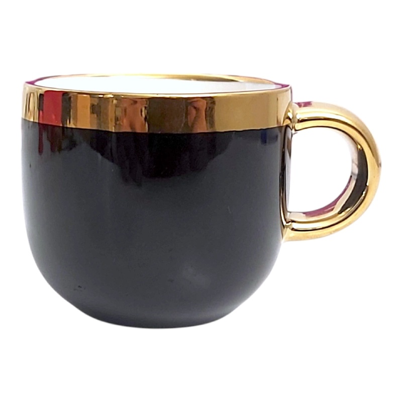 Service à Café Noir & Doré – 6 Tasses + 6 Sous-Tasses "Peace" – 10 cl