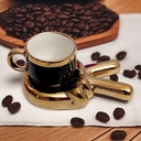Service à Café Noir & Doré – 6 Tasses + 6 Sous-Tasses "Peace" – 10 cl