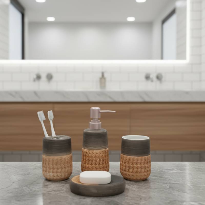 Ensemble de 4 accessoires de salle de bain en céramique GOLDEN HOUSE
