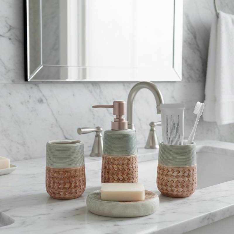 Ensemble de 4 accessoires de salle de bain en céramique GOLDEN HOUSE