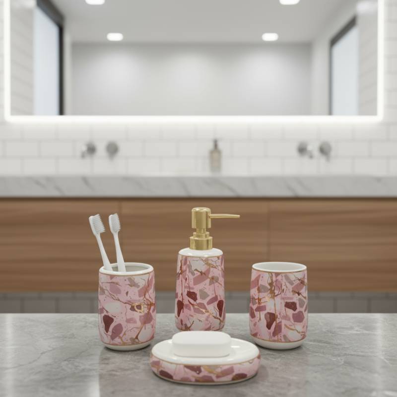 Ensemble de 4 accessoires de salle de bain en céramique GOLDEN HOUSE