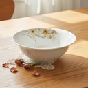 Service à Table 12 Pièces en Porcelaine - Floral Beige