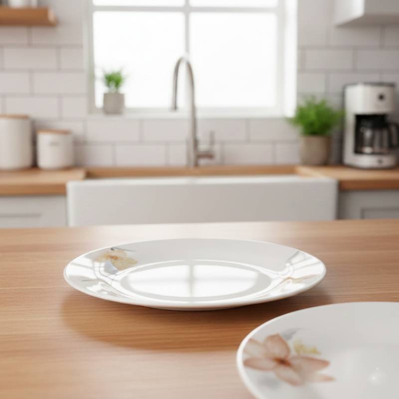 Service à Table 12 Pièces en Porcelaine - Floral Beige