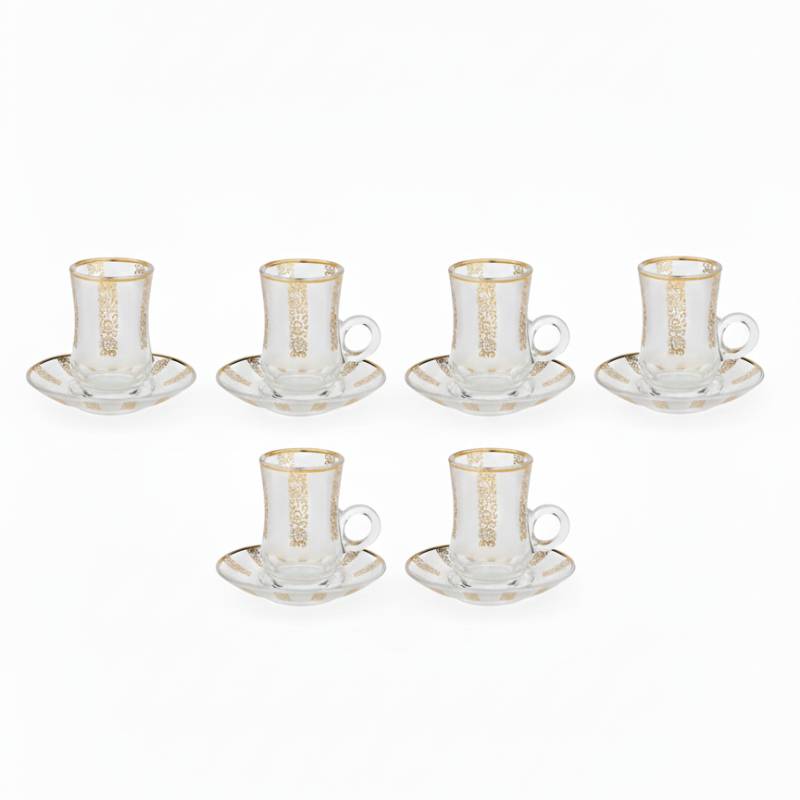Lot De 6 Verres à Thé Avec Sous-Tasses