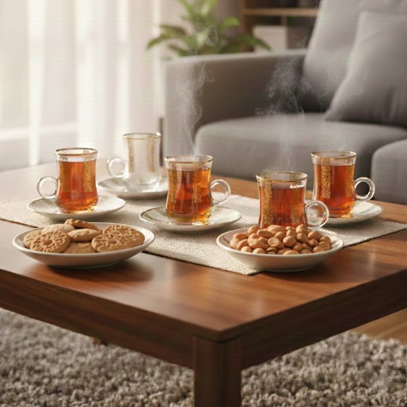 Lot De 6 Verres à Thé Avec Sous-Tasses