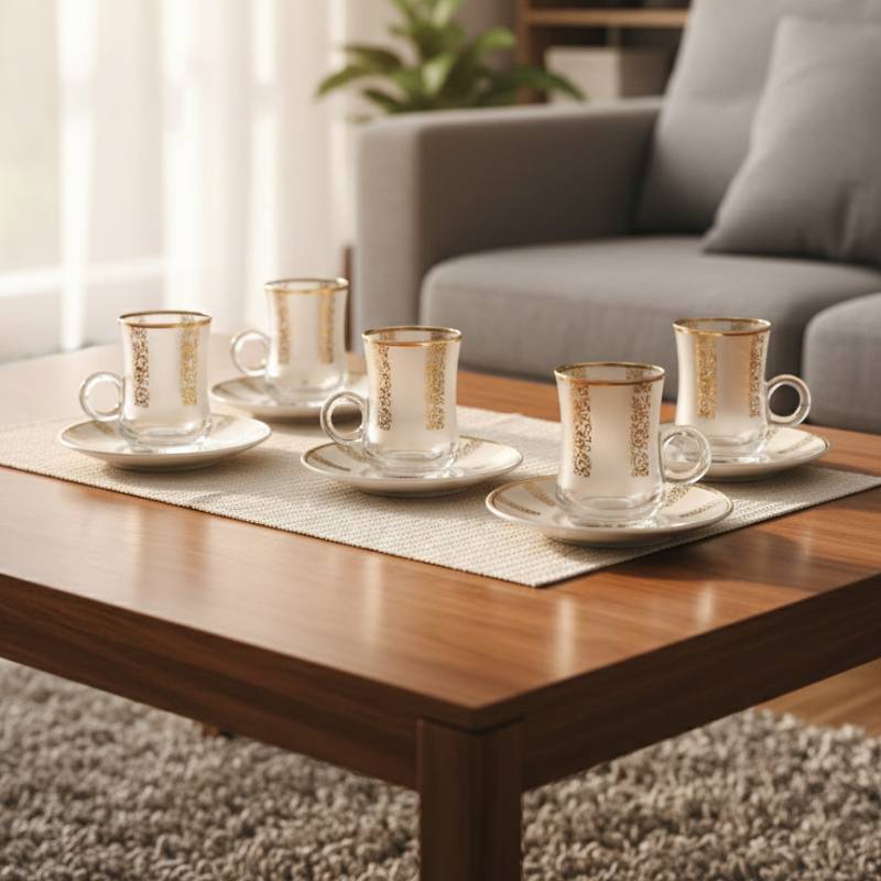 Lot De 6 Verres à Thé Avec Sous-Tasses