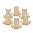 Lot De 6 Verres à Thé Avec Sous-Tasses - Motif Feuilles