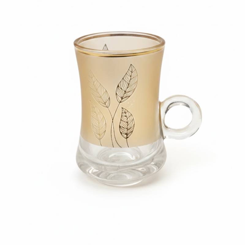 Lot De 6 Verres à Thé Avec Sous-Tasses - Motif Feuilles