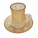 Lot De 6 Verres à Thé Avec Sous-Tasses - Motif Feuilles