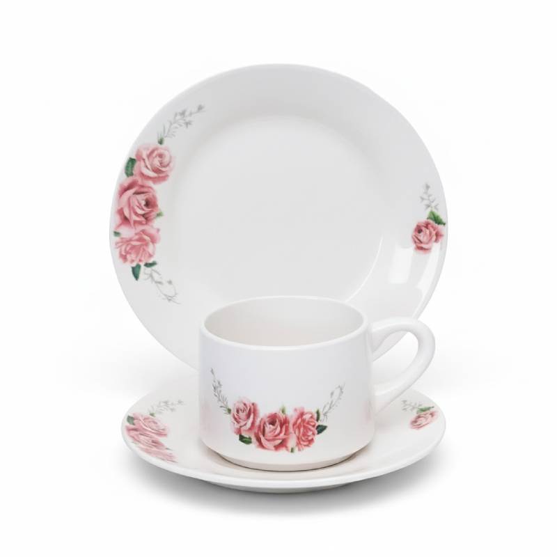 Service à Table 20 Pièces en Porcelaine - Floral Rose
