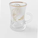 Lot De 6 Verres à Thé Avec Sous-Tasses - Motif Plumes Dorées