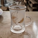 Lot De 6 Verres à Thé Avec Sous-Tasses - Motif Plumes Dorées