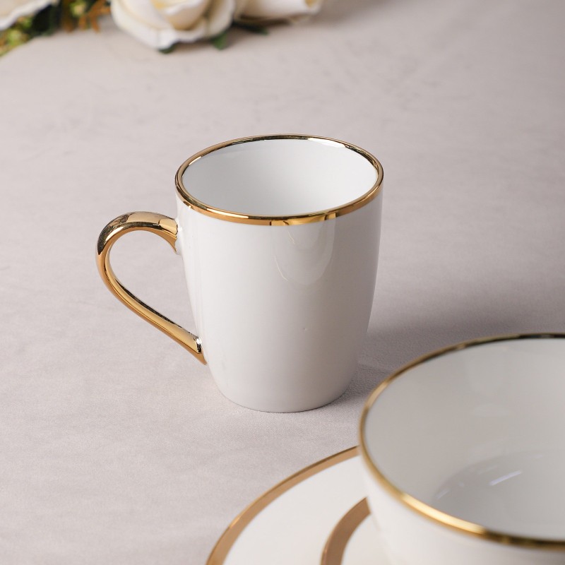 Service de Table 16 Pièces en Porcelaine - Royal Gold Line