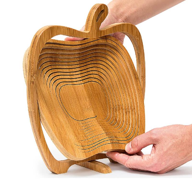 Panier à Fruits en Bois Décoratif Pliable en forme De Pomme
